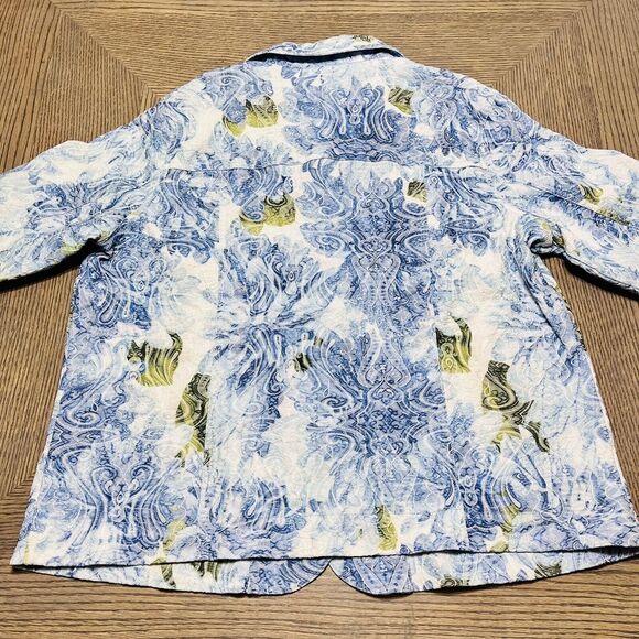 Analogy Plus Jacket Embroidered Tie Dye Blue Green White Denim Look Floral‎ 1X - Picture 8 of 11